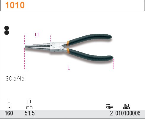 KLEŠTĚ KULATÉ ROVNÉ-MODEL 1010 160MM