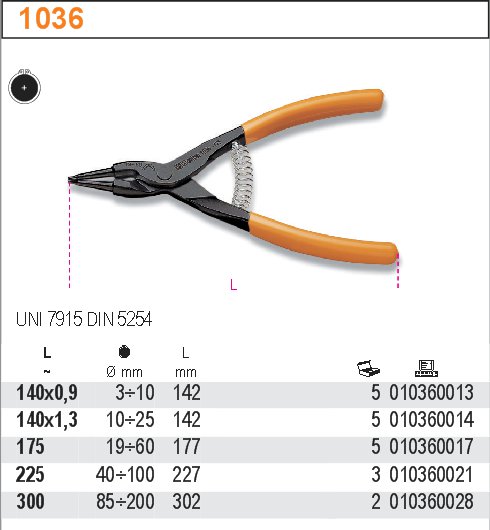 KLEŠTĚ NA POJISTNÉ KROUŽKY VNĚJŠÍ SEGERA-MODEL 1036 140MM