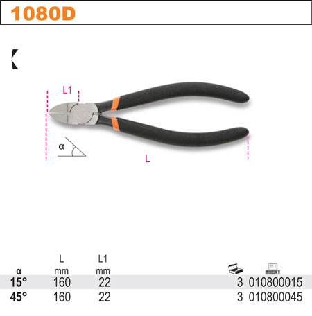 KLEŠTĚ ŠTÍPACÍ BOČNÍ NA PVC 15 STUPNŮ-MODEL 1080D