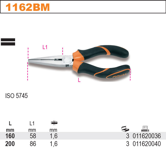KLEŠTĚ PLOCHÉ-MODEL 1162BM QUALITY BM 200MM