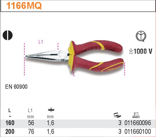 KLEŠTĚ PŮLKULATÉ IZOLACE 1000V-MODEL 1166MQ160 160MM