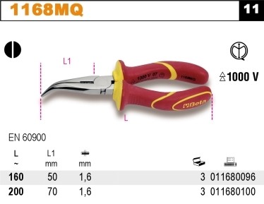 KLEŠTĚ PŮLKULATÉ VYHNUTÉ-MODEL 1168MQ160 160MM PRO 1000V