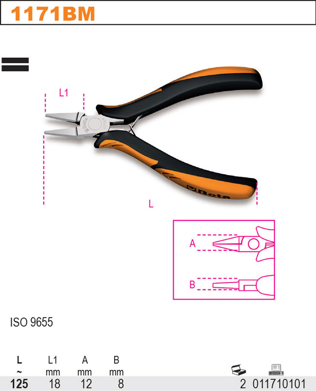 KLEŠTĚ PLOCHÉ PRO ELEKTROTECHNIKY-MODEL 1171BM 125MM