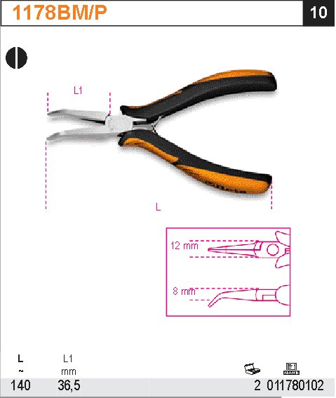 KLEŠTĚ PŮLKULATÉ DLOUHÉ VYHNUTÉ PRO ELEKTOTECHNIKY-MODEL 1178BM/P 140MM