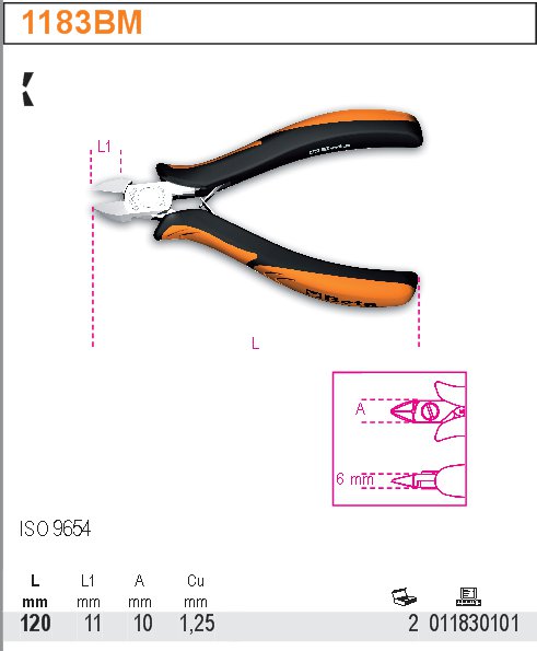 KLEŠTĚ ŠTÍPACÍ BOČNÍ PRO ELEKTROTECHNIKY-MODEL 1183BM 120MM