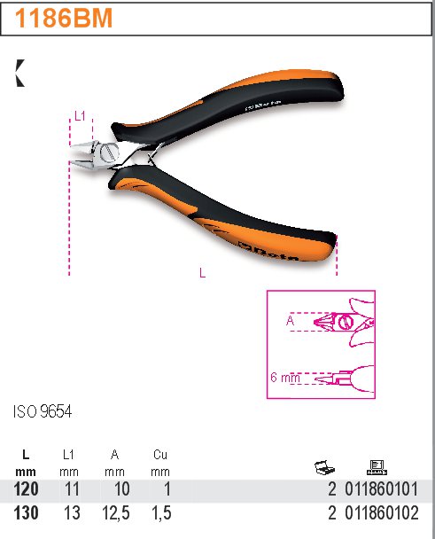 KLEŠTĚ ŠTÍPACÍ BOČNÍ PRO ELEKTROTECHNIKY-MODEL 1186BM 130MM