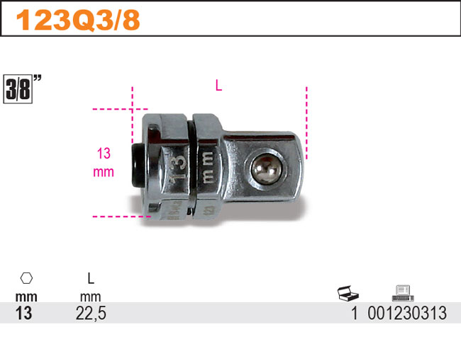 UCHYT NA HLAVICE 3/8'' SE ZABÍRÁKEM M13 MM-MODEL 123Q3/8''