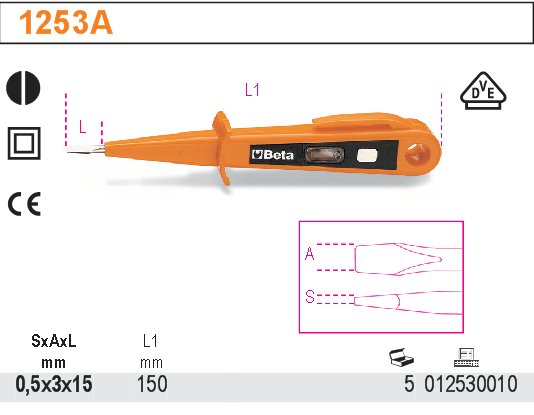ŠROUBOVÁK S UKAZATELEM NAPĚTÍ-MODEL 1253A L 3.5X15, BLISTR