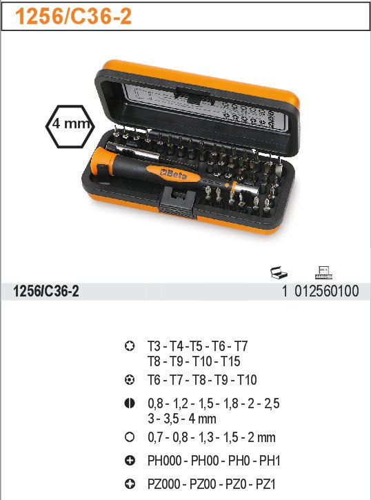 SADA ŠROUBOVÁK PRECIZNÍ + 36 KONCOVEK ŠROUBOVACÍCH-MODEL 1256/C36-2