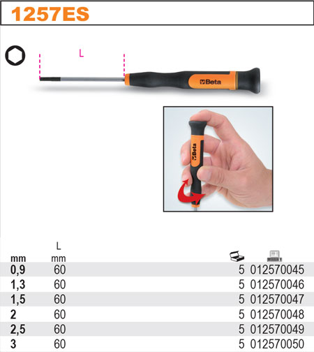 ŠROUBOVÁK PRECIZNÍ ŠESTIHRAN-MODEL 1257ES 3MM