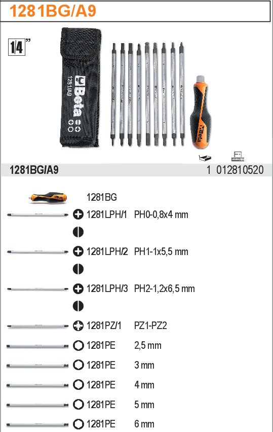 SADA HROTŮ OBOUSTRANNÝCH 9 KS + RUKOJEŤ-MODEL 1281BG/A9