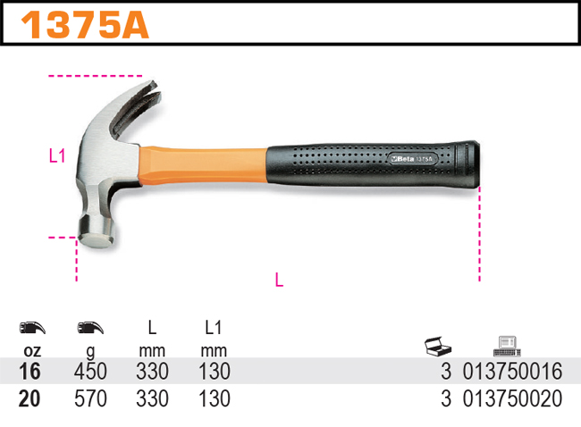 KLADIVO NA HŘEBÍKY-MODEL 1375A NA HŘEBÍKY OZ16