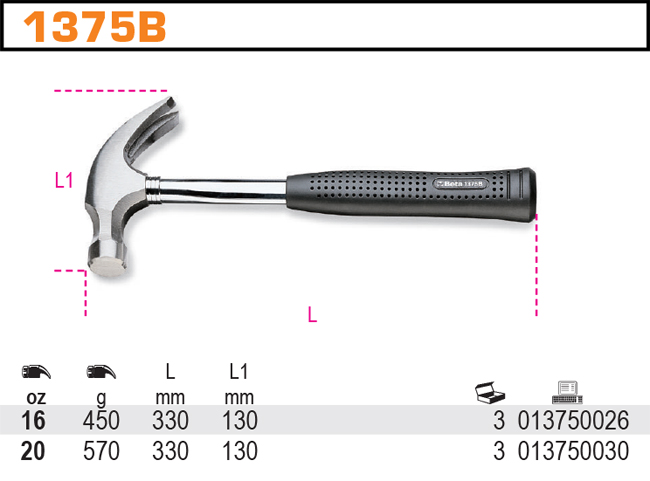 KLADIVO NA HŘEBÍKY-MODEL 1375B NA HŘEBÍKY 450G (OZ16)