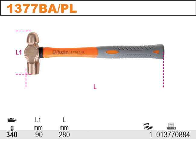 KLADIVO S KULATÝM NOSEM NEJISKŘIVÉ-MODEL 1377 BA340PL