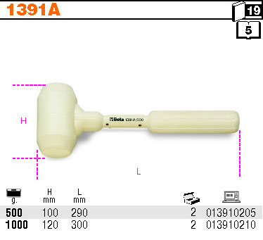 KLADIVO GUMOVÉ PRO OBKLÁDAČE-MODEL 1391A 500G