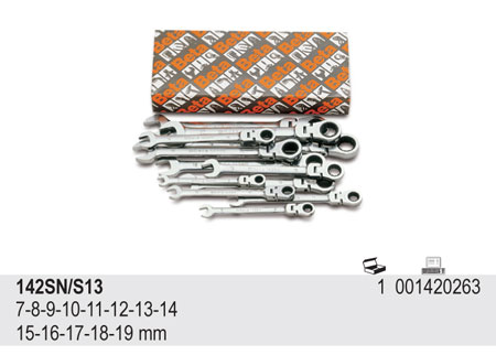 SADA RÁČNOVÝCH KLÍČŮ-MODEL 142SN/S13 13 KS 7-19 MM, V KARTONU
