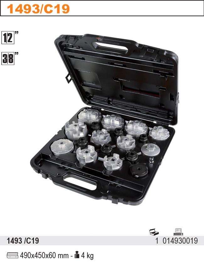 1493 /C19-SET 19 KLÍČŮ NA OLEJOVÉ FILTRY