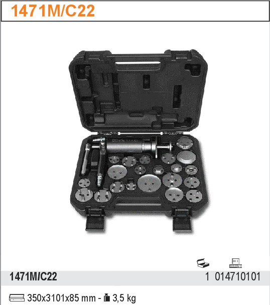 KUFŘÍK 22 KS NÁŘADÍ PRO VRAC.PÍSTŮ BRZD.-MODEL 1471M/C22