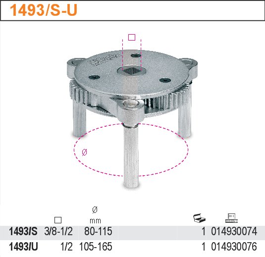 SAMOSTAVITELNÝ KLÍČ NA OLEJOVÉ FILTRY-MODEL 1493/U 105-165MM