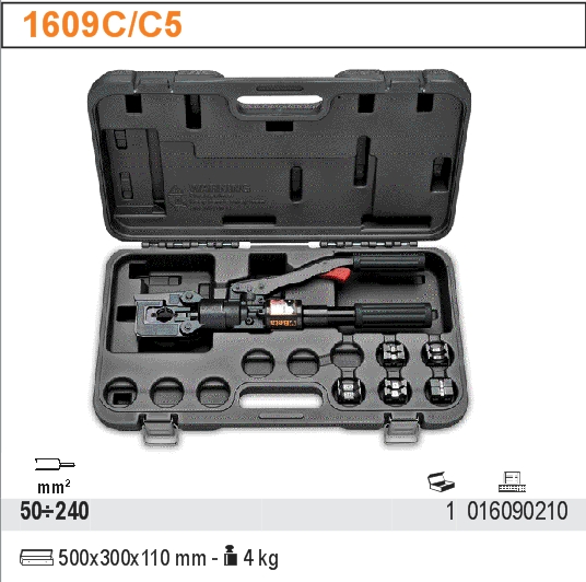 KLEŠTĚ ZATISKACÍ NA KABELOVÉ KONCOVKY HYDRAULICKÉ 5 ČELISTÍ-MODEL 1609C/C5