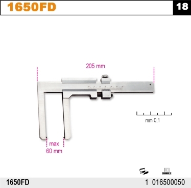 POSUVNÉ MĚŘIDLO NA BRZDOVÉ KOTOUČE-MODEL 1650FD 0-110MM