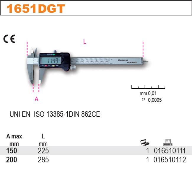 POSUVNÉ MĚŘIDLO DIGITÁLNÍ-MODEL 1651DGT 0-150MM