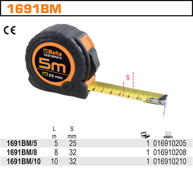 SVINOVACÍ METR TĚLO ABS-MODEL 1691BG 8MX25MM