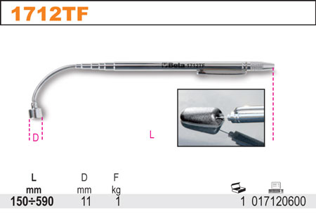 DRŽÁK MAGNETICKÝ TELESKOPOVÝ -MODEL 1712TF S ELASTICKOU HLAVOU L 150-590 MM