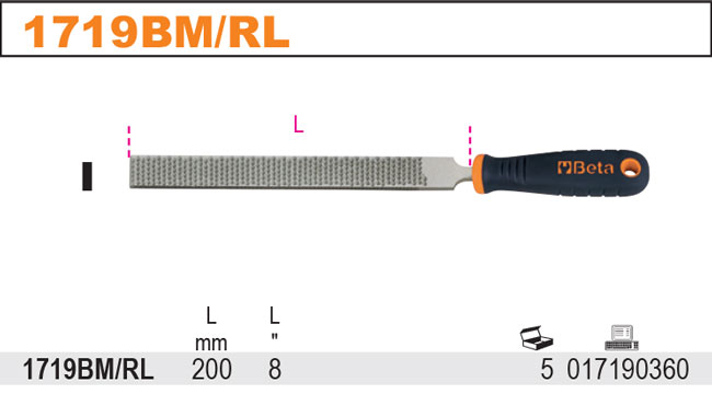 RAŠPLE PLOCHÁ-MODEL 1719BM/RL 8''-200MM S RUKOJETÍ''