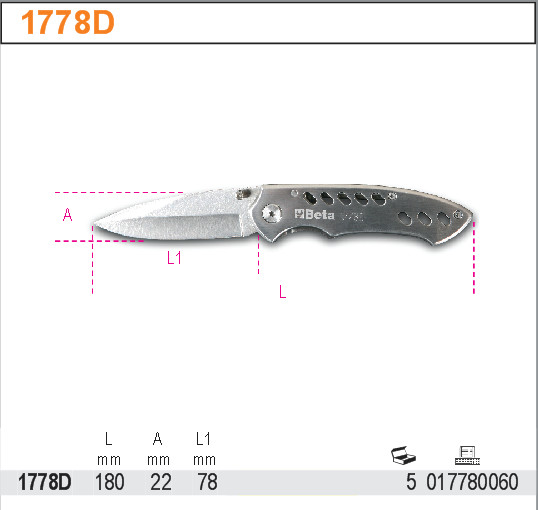 NŮŽ SKLÁDANÝ S OSTŘÍM Z NEREZ OCELI-MODEL 1778D