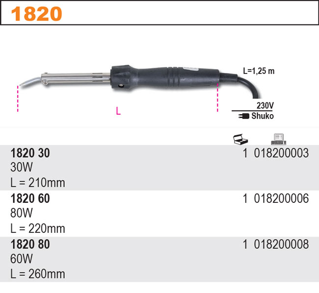 PÁJKA S MĚDĚNÝM HROTEM, MODEL 1820, 60W/230V