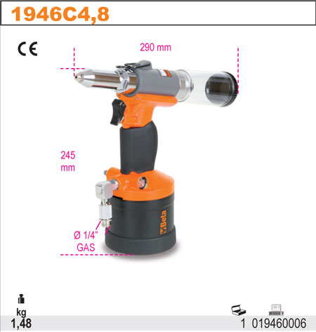 NÝTOVACÍ PISTOLE S AUT.ZAS. VZDUCHU-MODEL 1946C 4,8MM