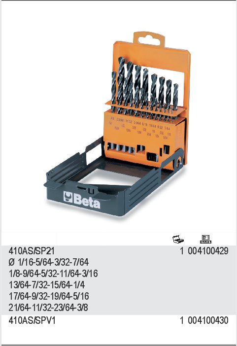 SADA VRTÁKŮ CYLINDRICKÝCH KRÁTKÝCH HSS PALCOVÉ -MODEL 410AS/SP21 21 