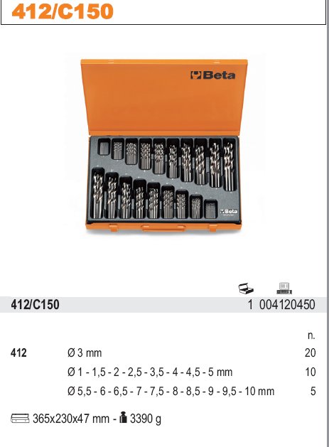 SADA VRTÁKŮ CYLINDRICKÝCH KRÁTKÝCH HSS BROUŠENÝCH NA KOV-MODEL 412/C150