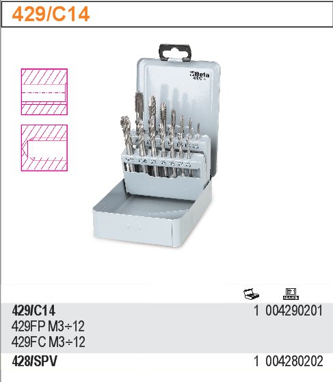 SADA STROJNÍCH ZÁVITNÍKŮ-MODEL 429/C14 14 KS 429 429FP + 429FC M312 MM 