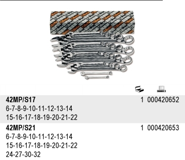 SADA OČKOPLOCHÝCH KLÍČŮ- MODEL 42MP/S21 21 KS 8-32 MM, V KARTONU