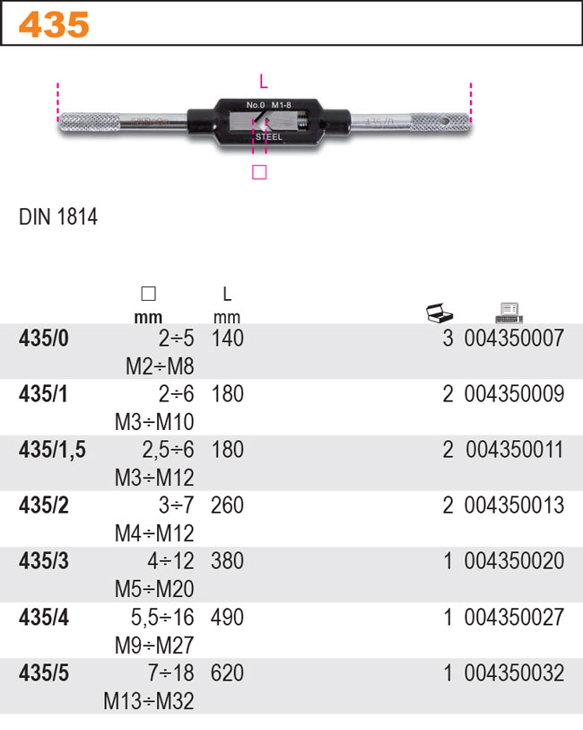 VRATIDLO NASTAVITELNÉ PRO ZÁVITNÍKY-MODEL435  M4-M14 DIN 1814