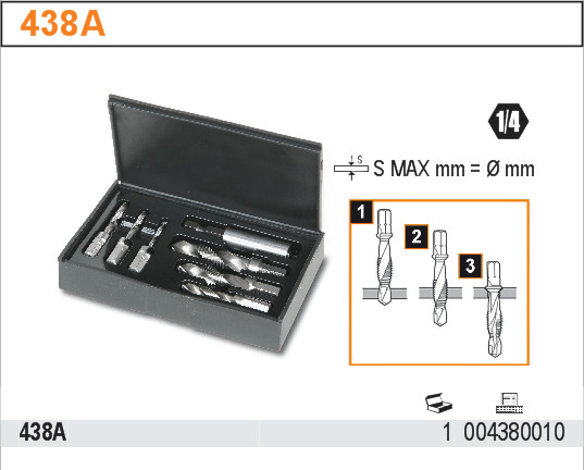 SADA VRTÁKŮ SPECIÁLNÍCH INTEGROVANÝCH SE ZÁVITNÍKEM A ZÁHLUBNÍKEM-MODEL 438A 
