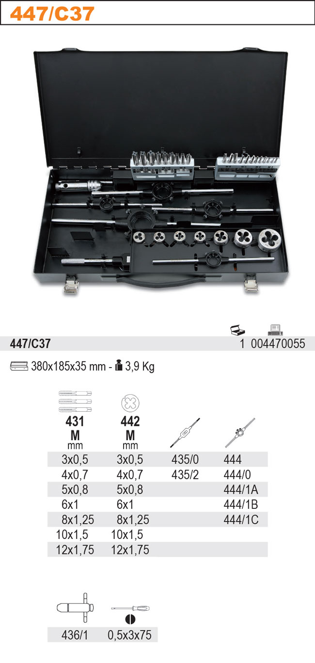 SADA ZÁVITNÍKŮ A ZÁVITOVÝCH OČEK-MODEL 447/C37 37 ČÁSTÍ
