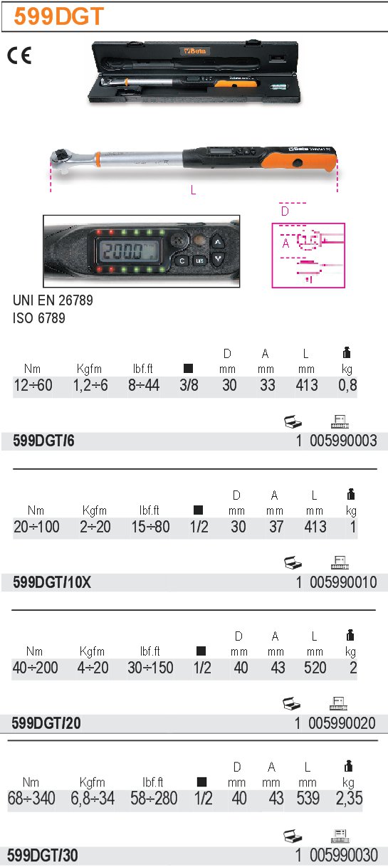 KLÍČ MOMENTOVÝ ELEKTRONICKÝ- ROZSAH 40-200NM ZABÍRÁK 1/2''