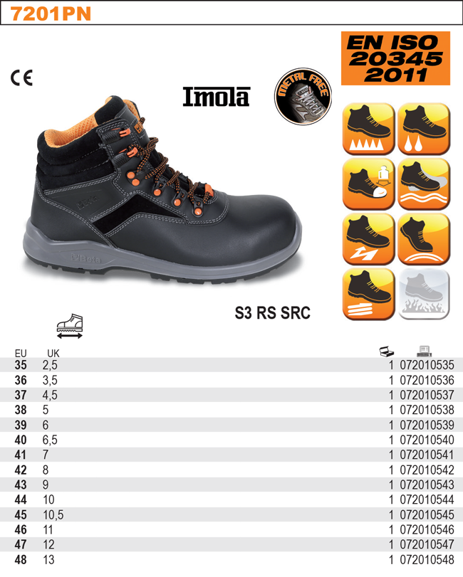 BEZPEČNOSTNÍ STŘEVÍCE S3 KOŽENÉ, VODOVZDORNÉ, MODEL 7201PN VELIKOST 45