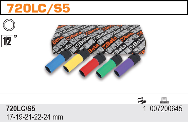NÁSADA PŘÍKLEPOVÁ ŠESTIHRANÁ S NÁVLEKEM Z POLYMERU - 1/2'', MODEL 720LC, 19MM''