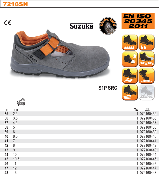 BEZPEČNOSTNÍ SANDÁLY S1P SEMIŠOVÉ PERFOROVANÉ-MODEL 7216SN VELIKOST 42