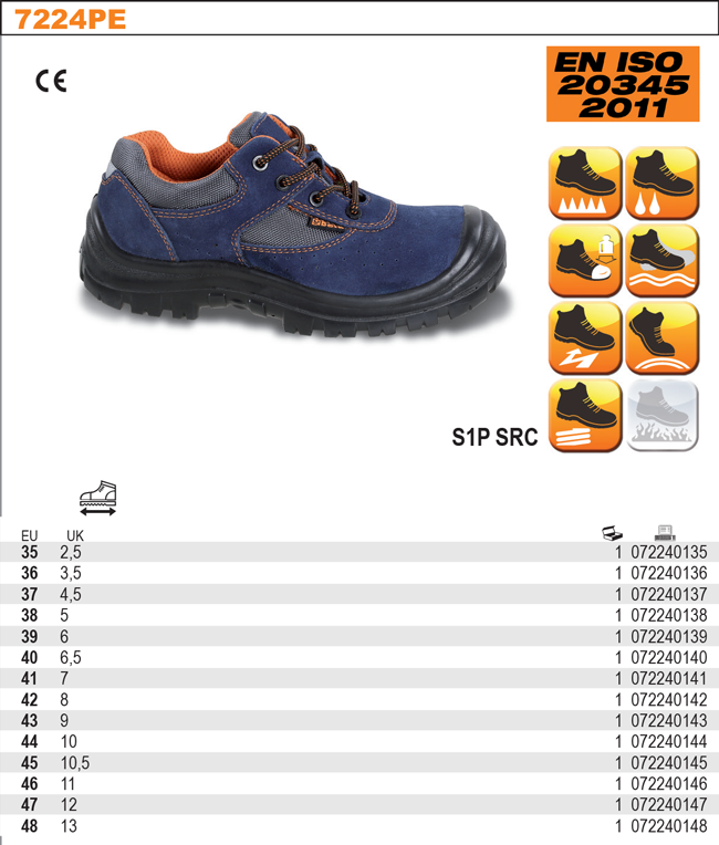 BEZPEČNOSTNÍ POLOBOTKY S1P SEMIŠOVÉ PERFOROVANÉ, MODEL 7224PE VELIKOST 43