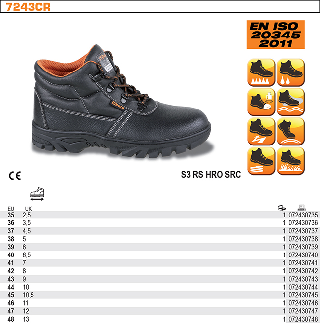KOTNÍKOVÉ BOTY BEZPEČNOSTNÍ KOŽENÉ -MODEL 7243CR ROZMĚR 39