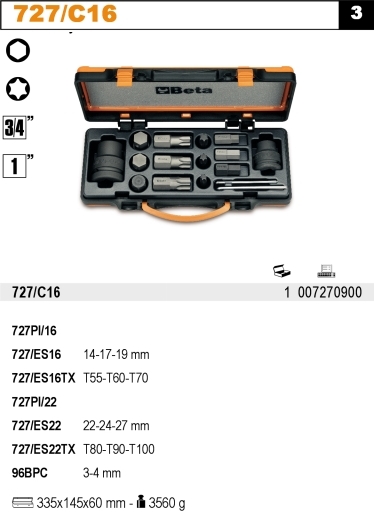 SADA BITŮ-MODEL 727/C116 16 KS 727PI16+22 727ES