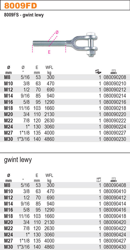 ŠROUB SE ŠROUBENÍM -MODEL 8009FD  ZÁVIT PRAVÝ M24  POZINK