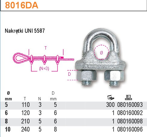 ZÁTISK LANKOVÝ -MODEL 8016DA FI 6MM POZINKOVANÝ CE