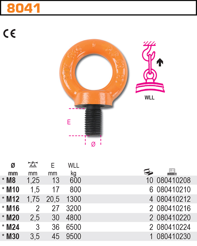 ŠROUB S UCHEM -MODEL 8041  M12, LEGOVANÁ OCEL, LAKOVANÝ,  CE