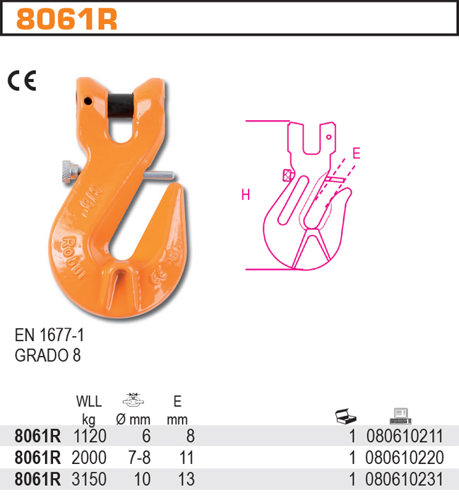 ZKRACOVAČ ŘETĚZOVÝ S ZABEZPEČENÍM-MODEL 8061R DOR. 2000 KG ALLOY STEEL LAKOVANÝ  CE EN 1677-1 TŘÍDA 8